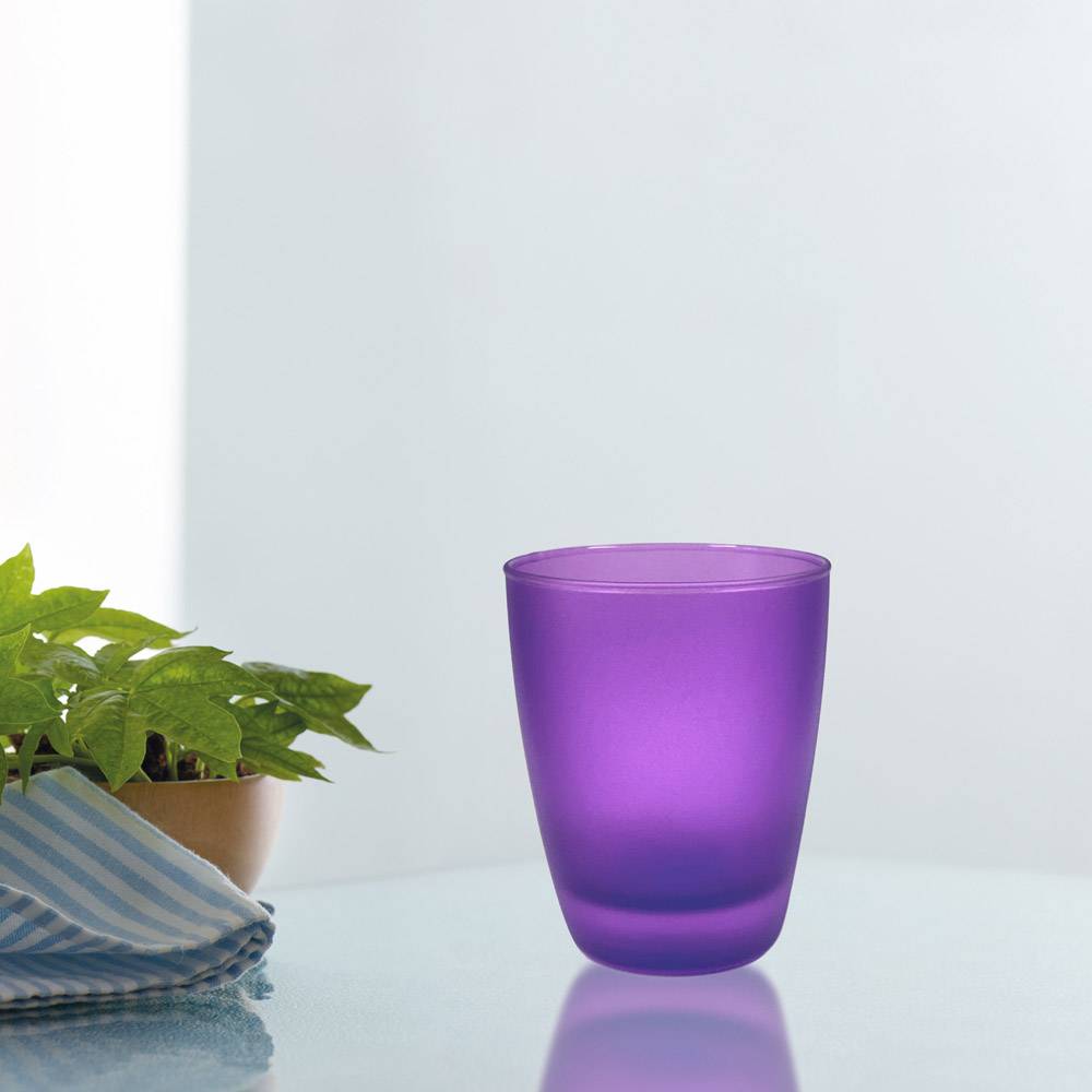 (Set Of 6) Ocean Tiara High Quality Water Tumbler Juice Drinking Glass, 365ml, Frosted Purple